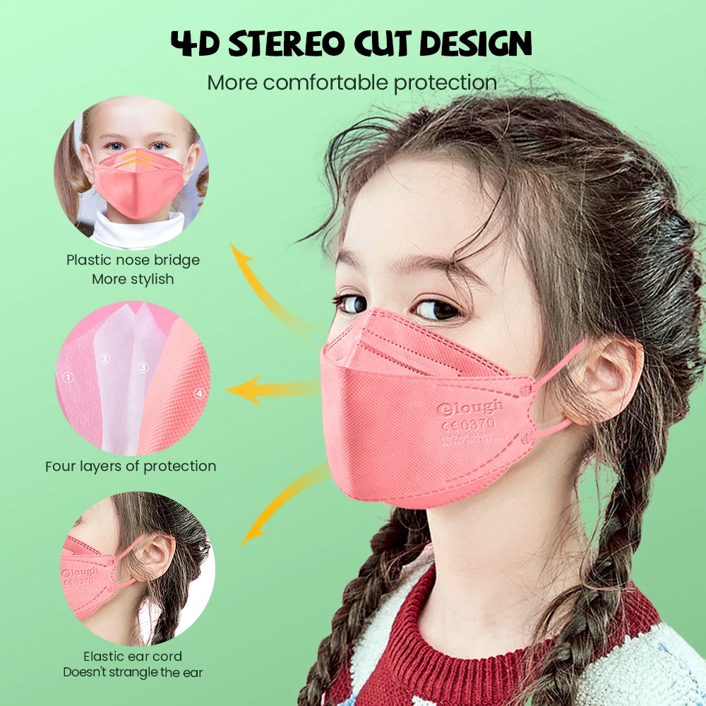 Elough Mascarillas FPP2 дети Homologada Корейская рыба KN95 FFP2Mask детская многоразовая 4 слойная