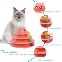cute turntable ball toys for cats 3 layers cat toy kitten toy plastic tower tracks disc training amusement plate cat accessories