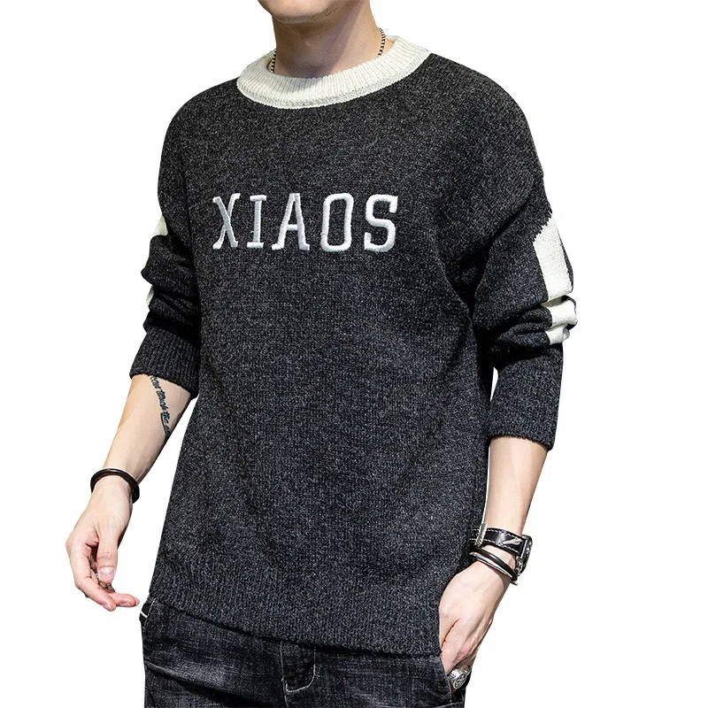 

Crew neck sweater men's autumn / winter 2020 Korean fashion camouflage pattern youth Long Sleeve Black Bottom knitted sweater