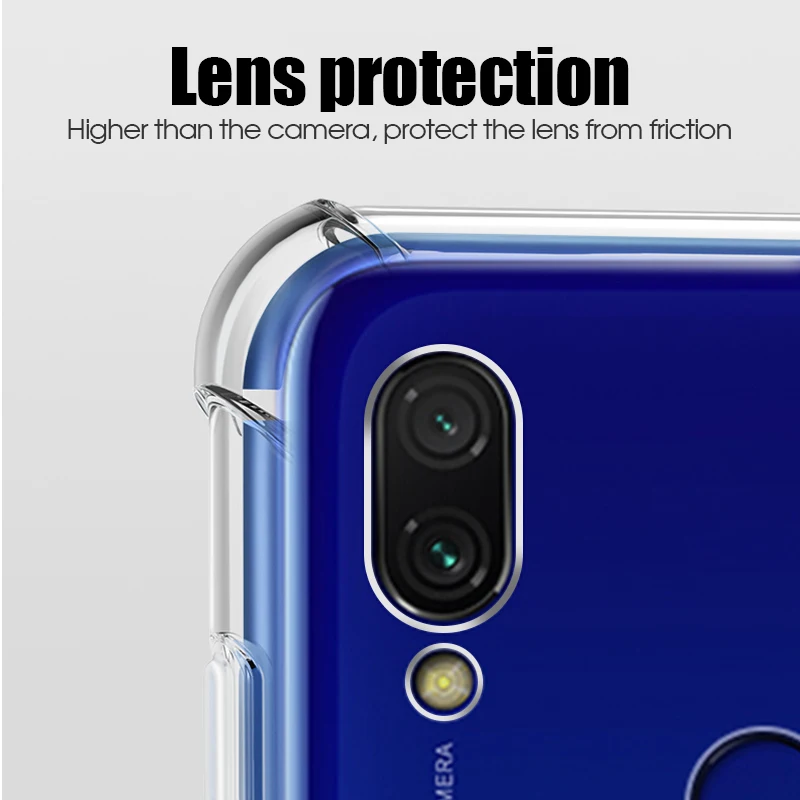 Transparent Anti-Knock Airbag TPU Case For Xiaomi Redmi Note 7 Pro Crystal Clear Cover Soft Silicone for 7A Coque |