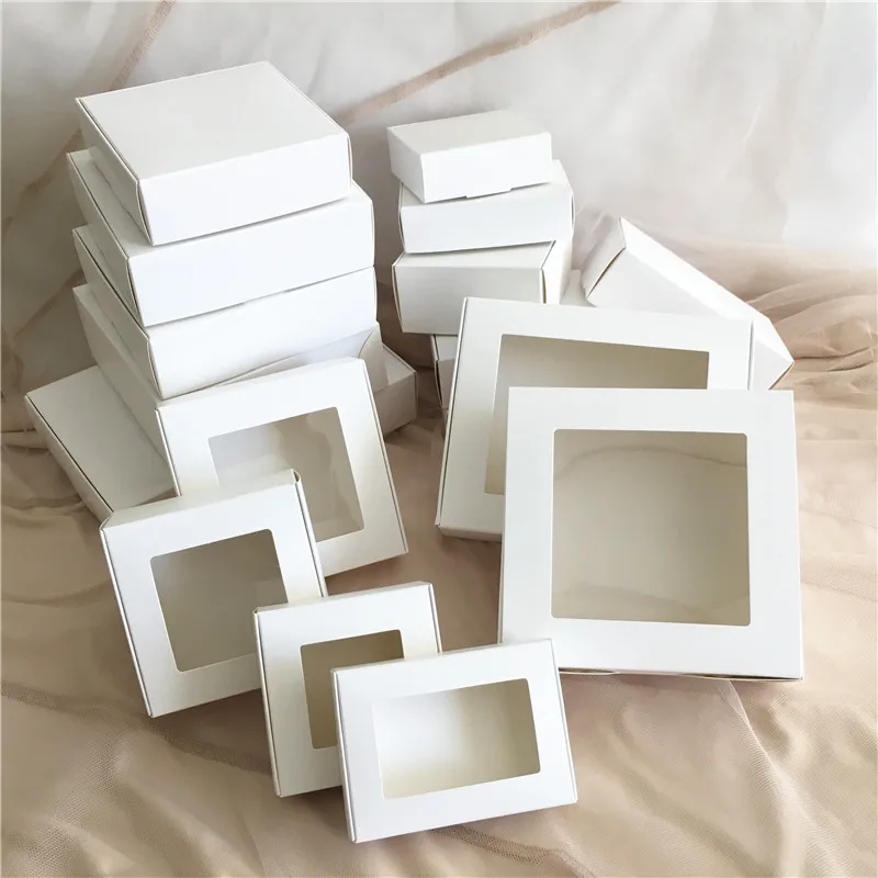 30 шт DIY Белая коробка с окном бумажная Подарочная торт упаковка для свадьбы дома