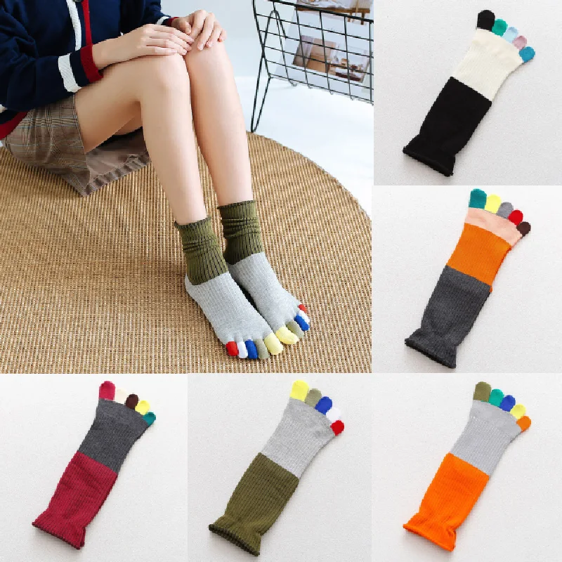 1 пара носков с пятью пальцами женские носки без пятки забавные цветные