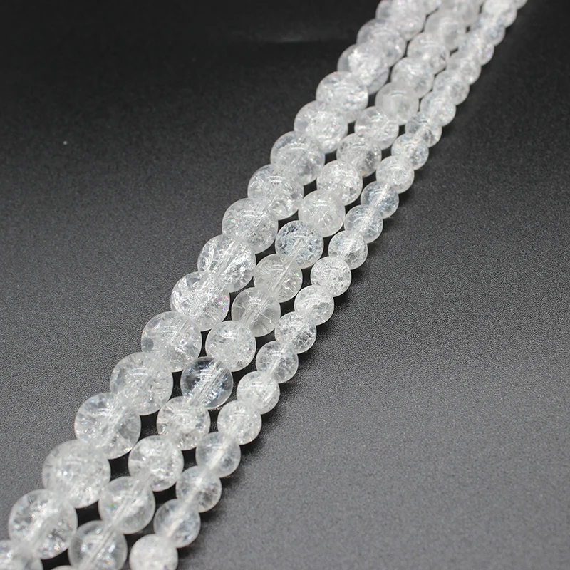 

Natural White Cracked Crystal Stone Round Beads 4/6/8/10/12mm For Diy Bracelet Accessories Jewelery Making 15inch/strand