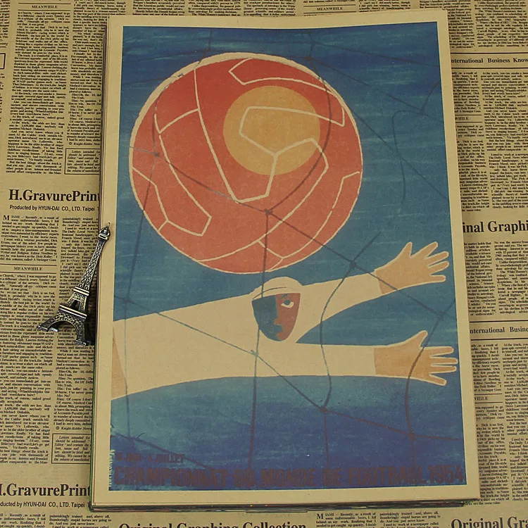 Большой винтажный Постер &quot1954 World Cup in Switzerland&quot футбол домашний декор настенная
