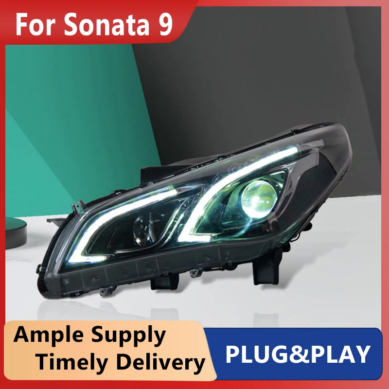 

Cars Headlight For Hyundai Sonata9 Sonata 9 MK9 2015 Headlights LED DRL Running lights Bi-Xenon Beam Fog angel eyes