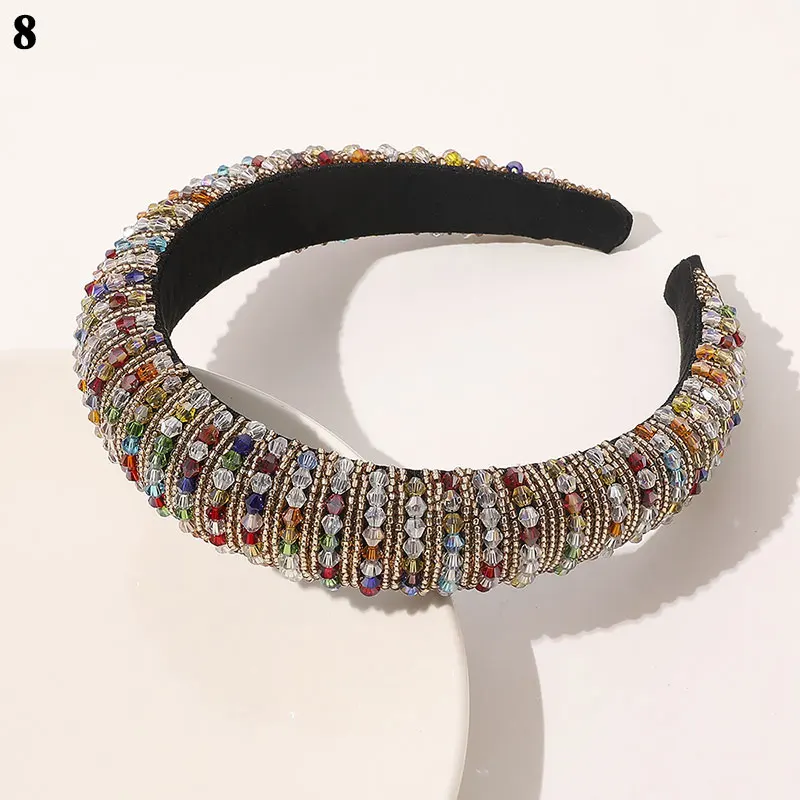 

Rhinestone Padded Hairbands Sponge Padded Hair Hoop Bling Bezel Wide Hairbands Crystal Headbands Hair Holder Hairbands Headdress