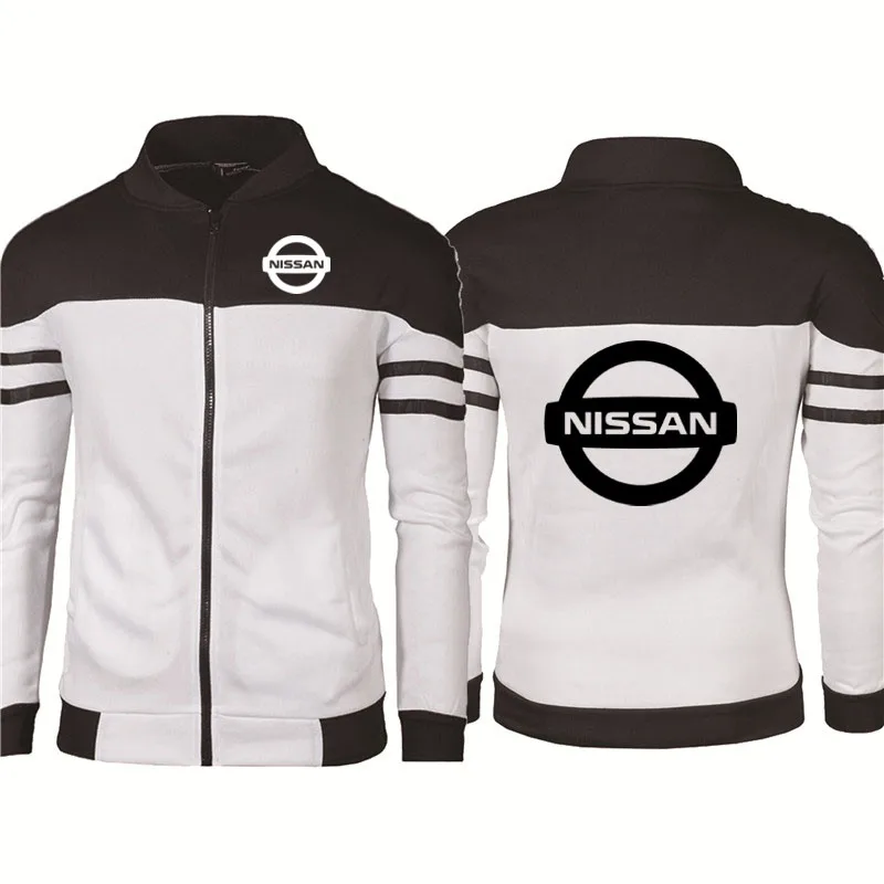 

Куртка мужская на молнии, хлопок, сращивающаяся полоска, принт логотипа автомобиля Nissan, повседневный пуловер, весна-осень
