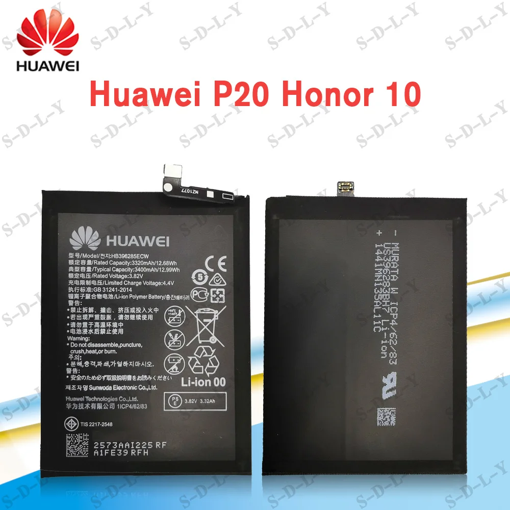 huawei original battery hb396285ecw 3400mah for huawei p20 honor 10 honor 10 lite high quality phone replacement batteries free global shipping