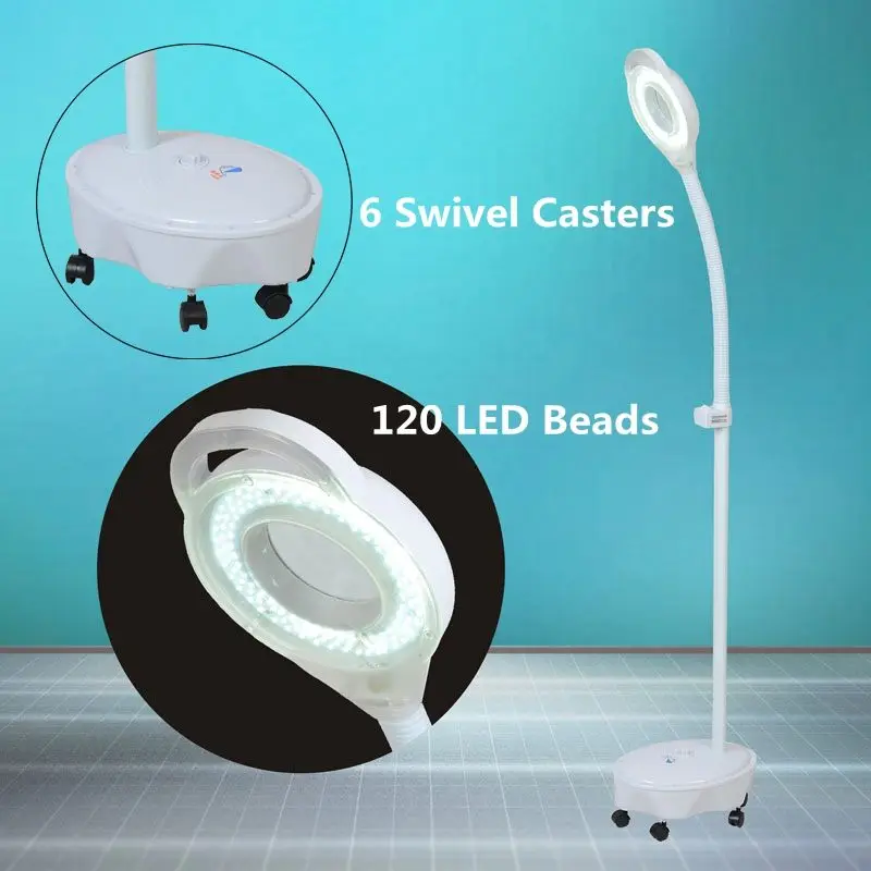 

220V 8X Diopter 120 LED Magnifying Floor Stand Lamp Magnifier Glass Cold Ligth Len Facial Light For Beauty Salon Nail