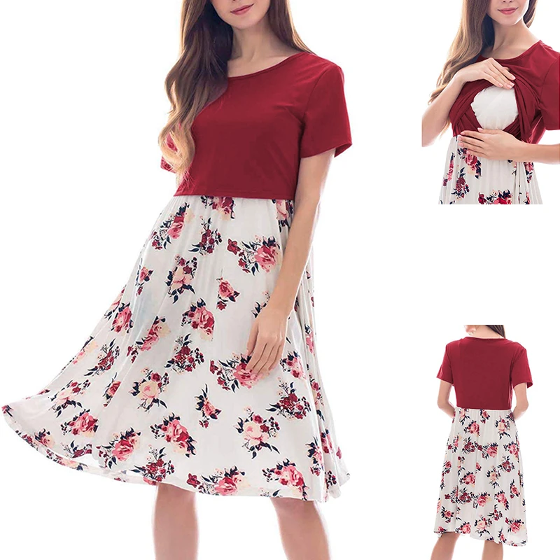 Однотонные платья для беременных с цветочным принтом платье грудного