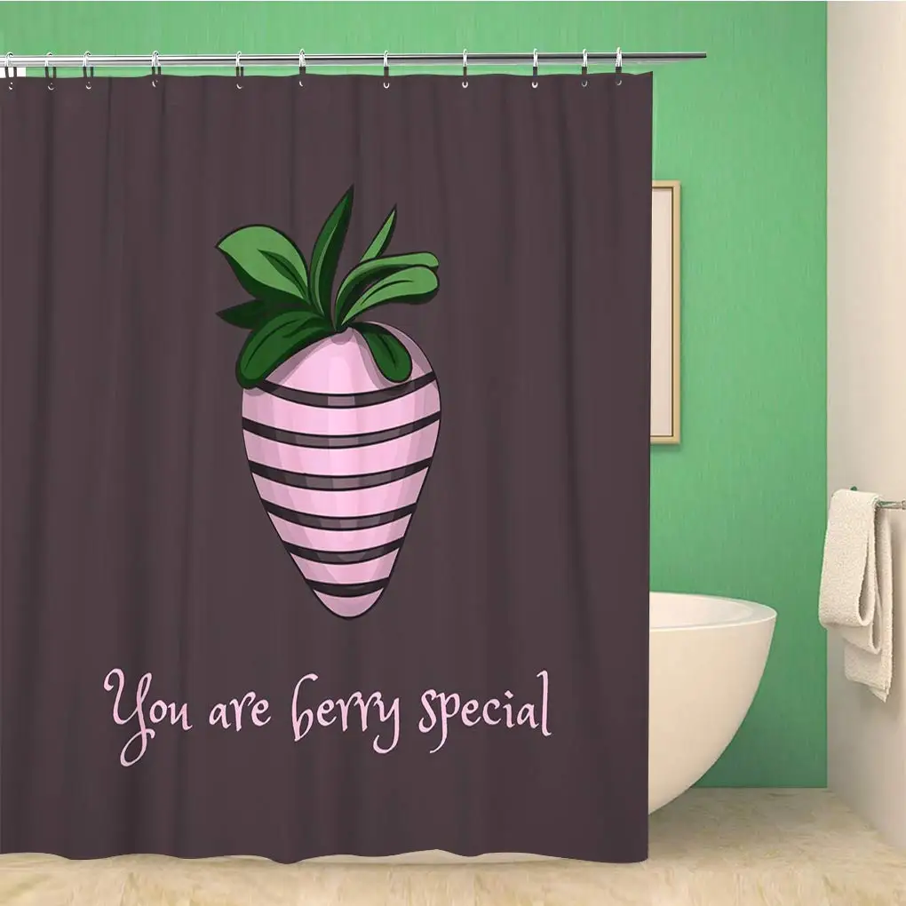 Занавеска для душа в ванную комнату клубника шоколаде матовая короткая из