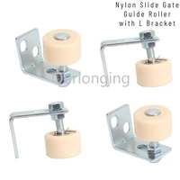 4pcs nylon slide gate guide roller with l bracket adjustable rollers gate door locator for sliding gates