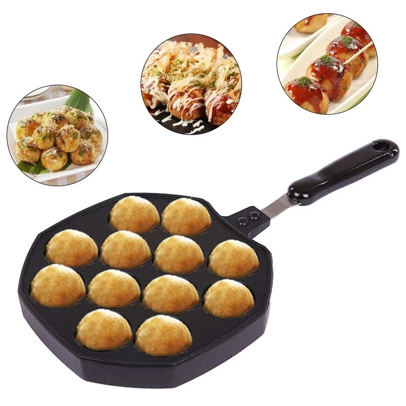 Baking Tray Takoyaki Grill Pan 12 Holes Octopus Maker Stove Cooking Plate For Kitchen Night Market Household |