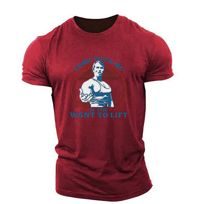 

Fitness men's sports leisure printed muscle training clothes cotton tide short sleeve T-shirt