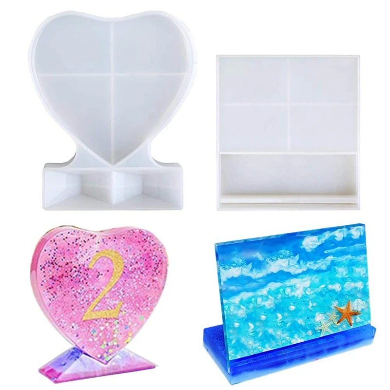 Epoxy Resin Photo Frame Molds Rectangle &amp Heart Shape Silicone Mold Personalized For Casting | Дом и сад