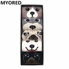 5 пар женские носки с принтом кошка маленькая собака животного Невидимый Носки тапочки из хлопчатобумажной ткани женские летние Хаски ботильоны Kawaii милые носочки без коробки