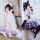 3d 60 см Kawaii Pawpads носки чулки перчатки Кот головной убор комплект до бедра Гольфы выше колена Девушки Женщины кошка лапа Косплей