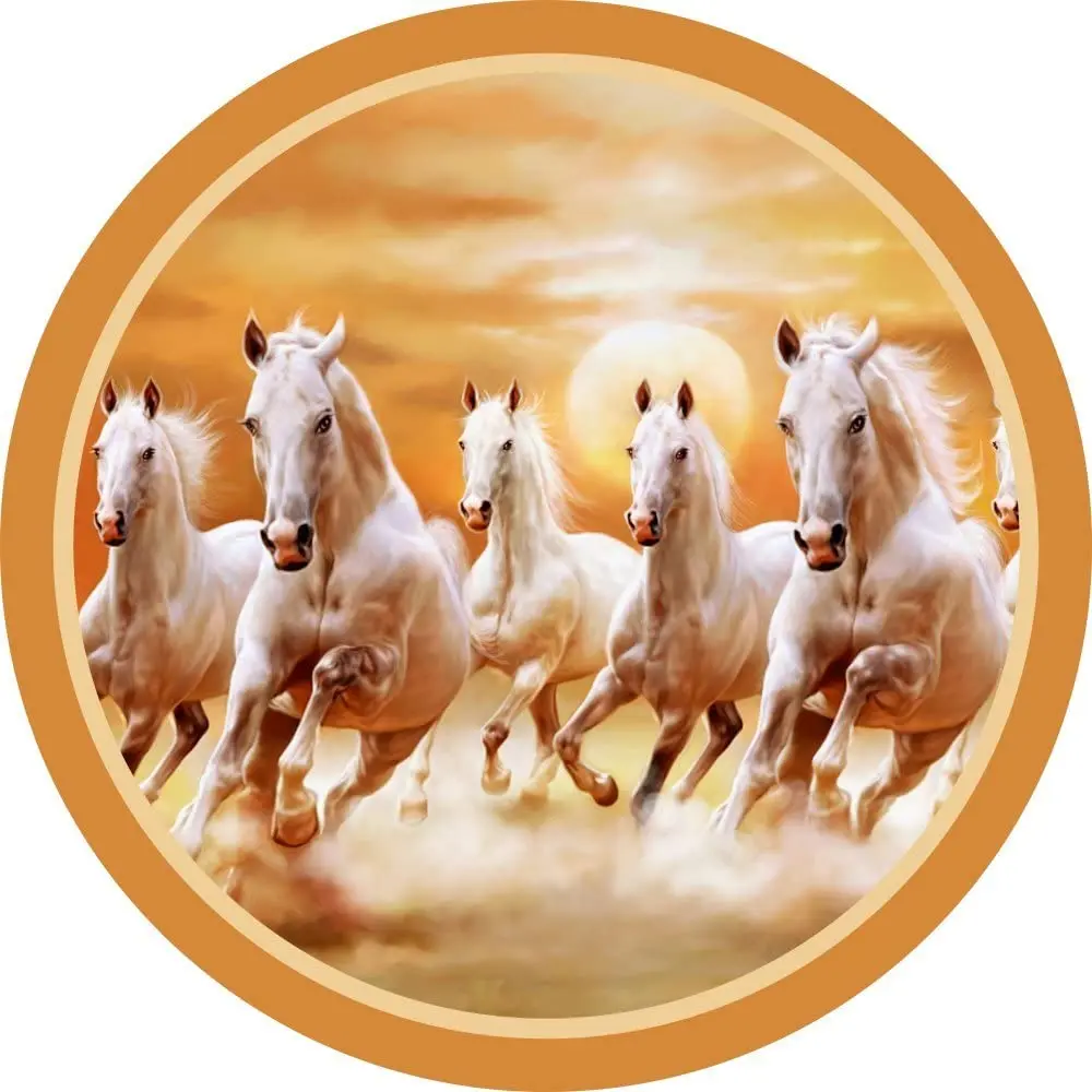 

White Horses Tire Cover 26" - 37"
