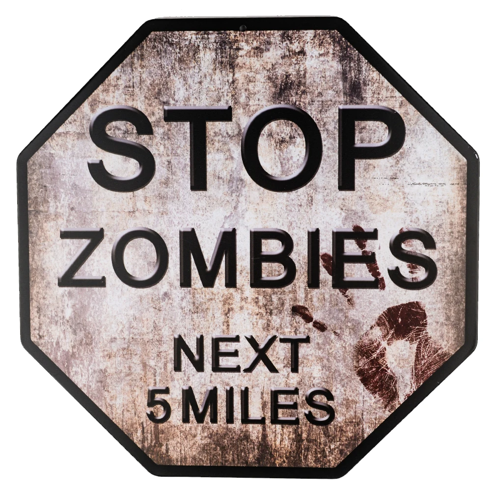 

DL-Warning sign Zombies Next 5 Miles Metal wall art Novelty Octagon Stop Sign