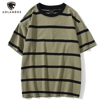 aolamegs men t shirt color block print 3 color optional tee shirts simple high street basic all match cargo tops male streetwear