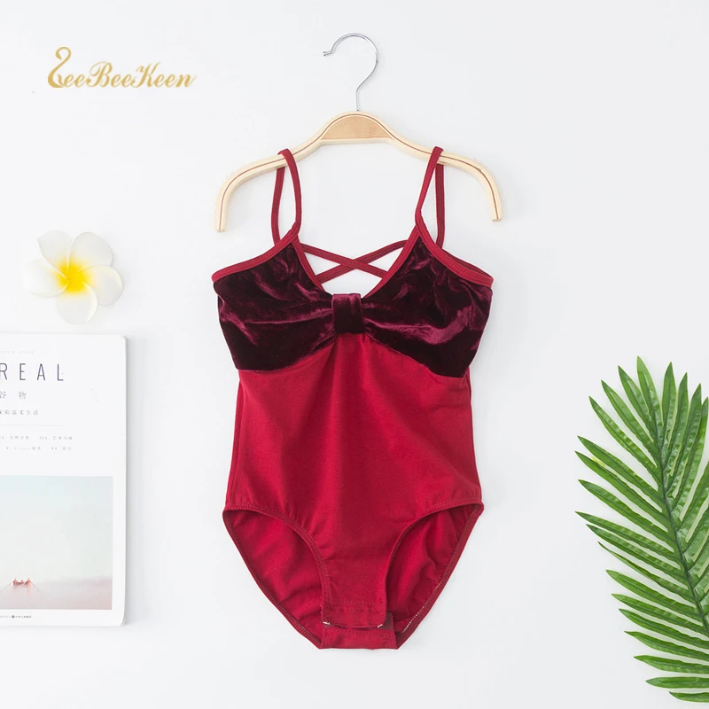 Бархатный гимнастический трико для балета и танцев слинг балерины детская