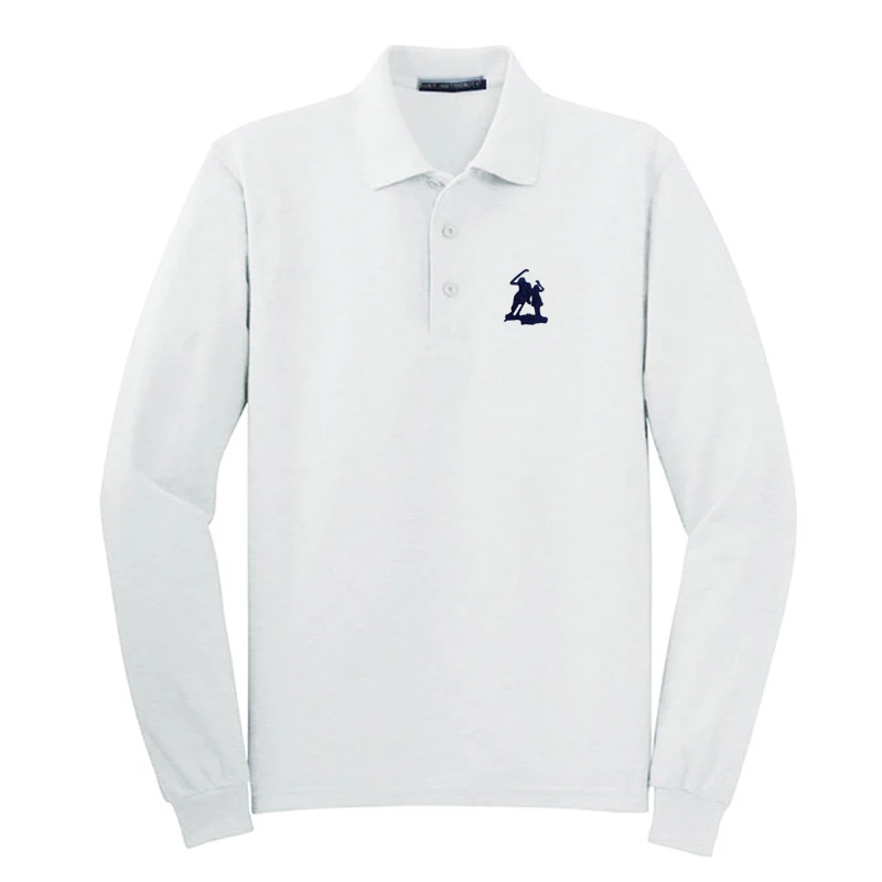 

Men's Casual Long-Sleeved Cotton Embroidery Big Horse Logo POLO Loose Shirt Lapel T-Shirt Golf Business Tennis Sportswear Tops