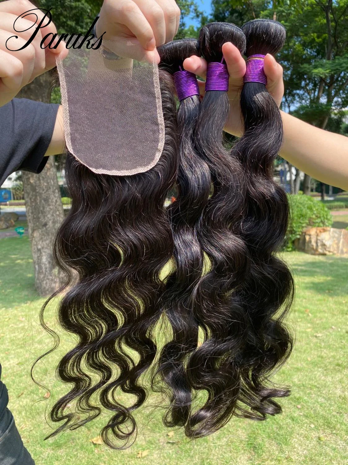 Парики бразильских волос Paruks волнистые пучки с застежкой человеческие волосы