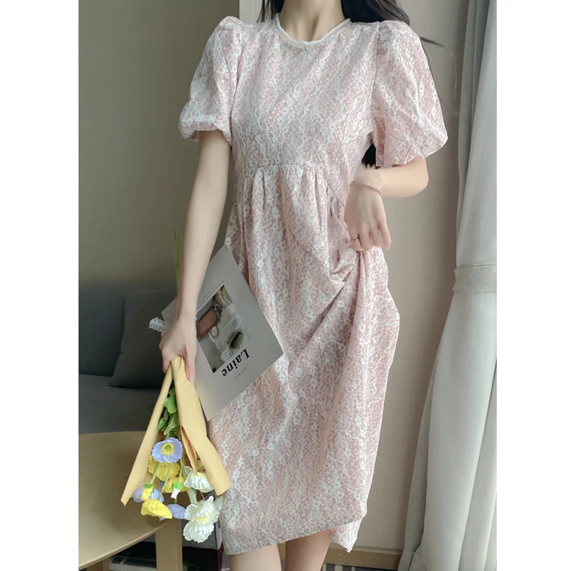 

Summer 2021 new Korean fresh sweet wind swing high waist slim Floral Dress