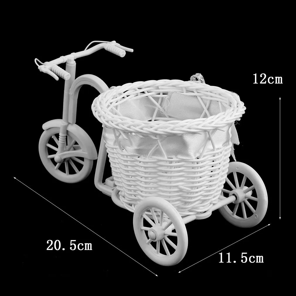 

Rattan tricycle weave flower basket fruit cosmetic organizer Garden home desk office Wedding Party Decoration gift