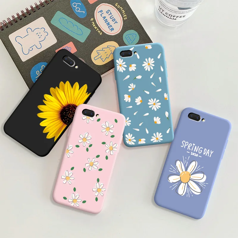 

For OPPO A5 case Soft TPU Silicone phone case Colourful flower plant anti falling Phone back cover