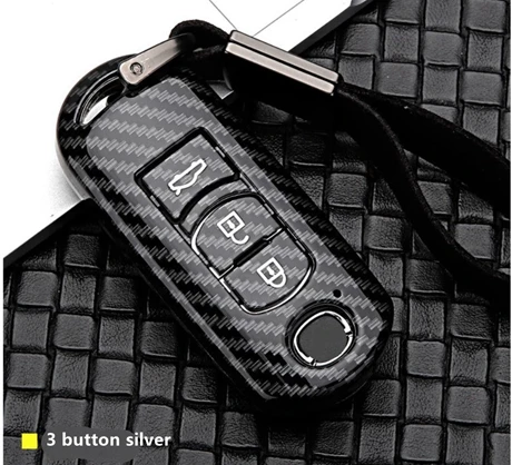 3 button key silver Автомобильный чехол для ключей из углеродного волокна ABS для Mazda CX-5 CX-7 Mazda 3 5 6 Atenza Alexa 2/3, аксессуары для смарт-ключей - Название цвета: 3 button key silver
