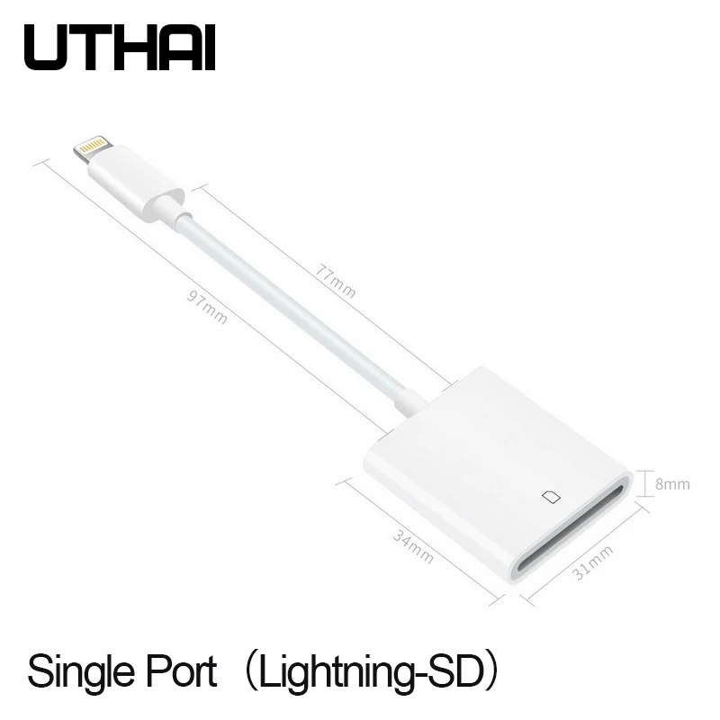 C16-Lightning-SD UTHAI C43 для Lightning type C to 1080P HDMI адаптер цифровой av-кабель для iphone XR X 8 7 11 ipad Air to 4K конвертер Android - Цвет: C16-Lightning-SD