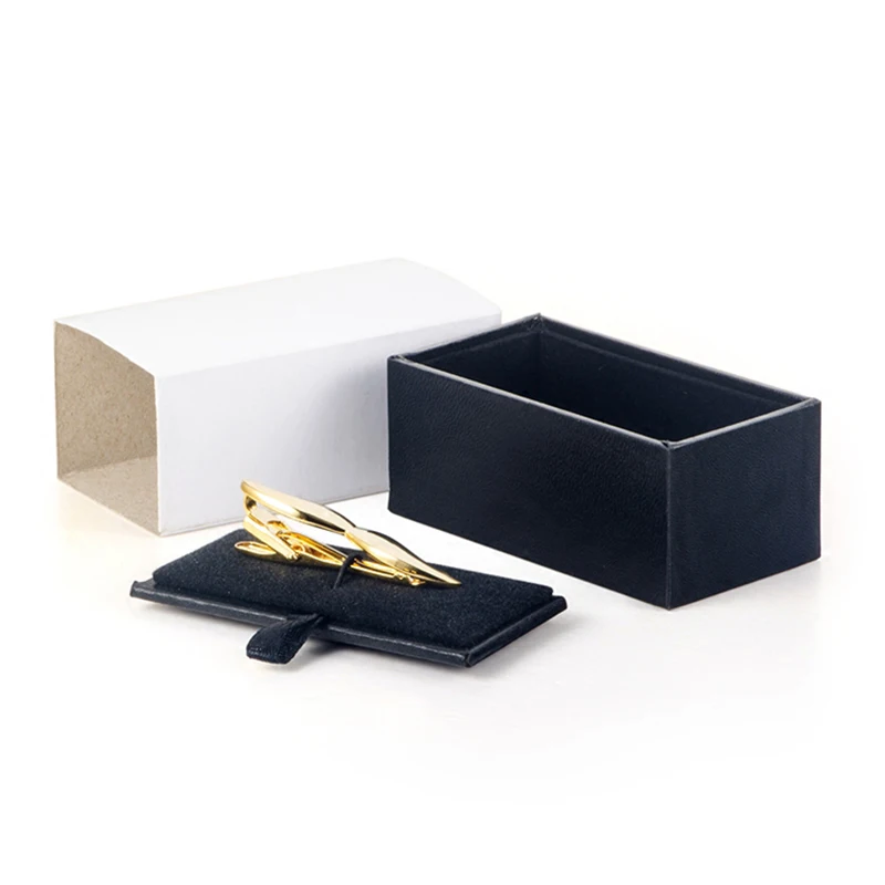 Men Cufflinks Storage Box Black Faux Leather Case Brooch Lapel Pin Hair Pins Gift Packaging Box Tie Tack Tie Clip Collection Box