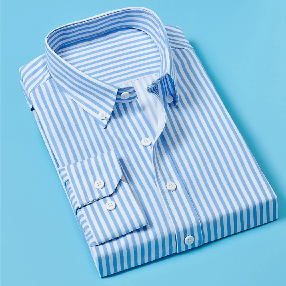 Модная мужская деловая Повседневная рубашка с длинными рукавами в Вертикальную