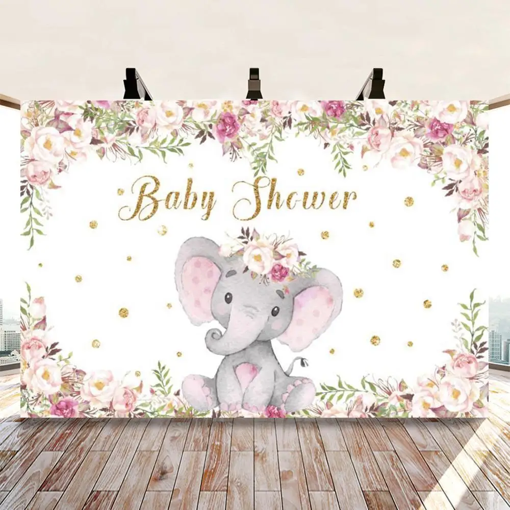 

Customized Elephant Backdrops Baby Shower Birthday Photography Wooden Board Party Photography Backgrounds Photo Studio