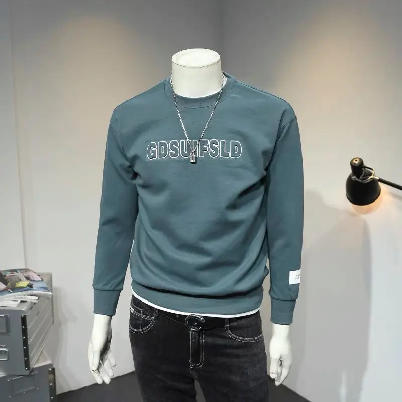 

Spring Cotton 2022New Fashion Shirt Men Casual Long Sleeve T-shirt Clothing Thermal Casual Fitted Long Sleeve Pure Color Tops