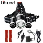 Мощный светодиодный налобный фонарь XM T6, регулируемый перезаряжаемый водонепроницаемый фонарь с 3 светодиодами, фонарь для рыбалки, склад в России