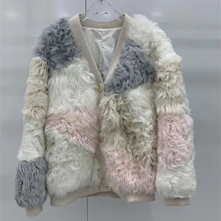as picture Manteau femme Новое поступление шуба из натурального меха ягненка для женщин зимняя теплая верхняя одежда из натурального меха - Цвет: as picture