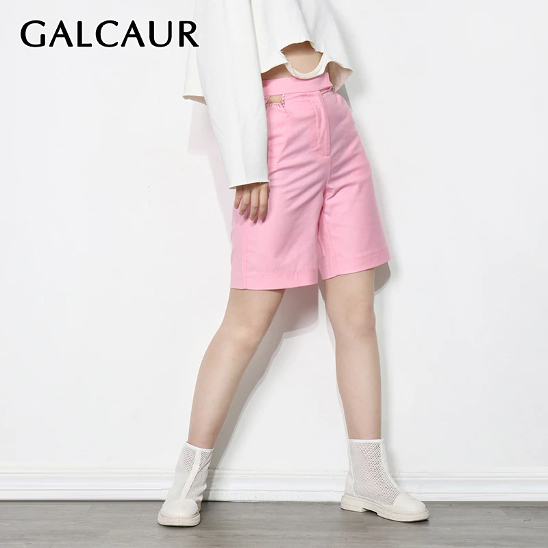 

Брюки GALCAUR Женские повседневные со складками, короткие облегающие штаны с завышенной талией, модная Стильная летняя одежда, 2021