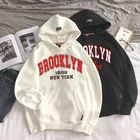 Новые женские бархатные толстовки с капюшоном и надписью Brooklyn, женские толстые теплые толстовки из 2021 хлопка, женские осенние Топы