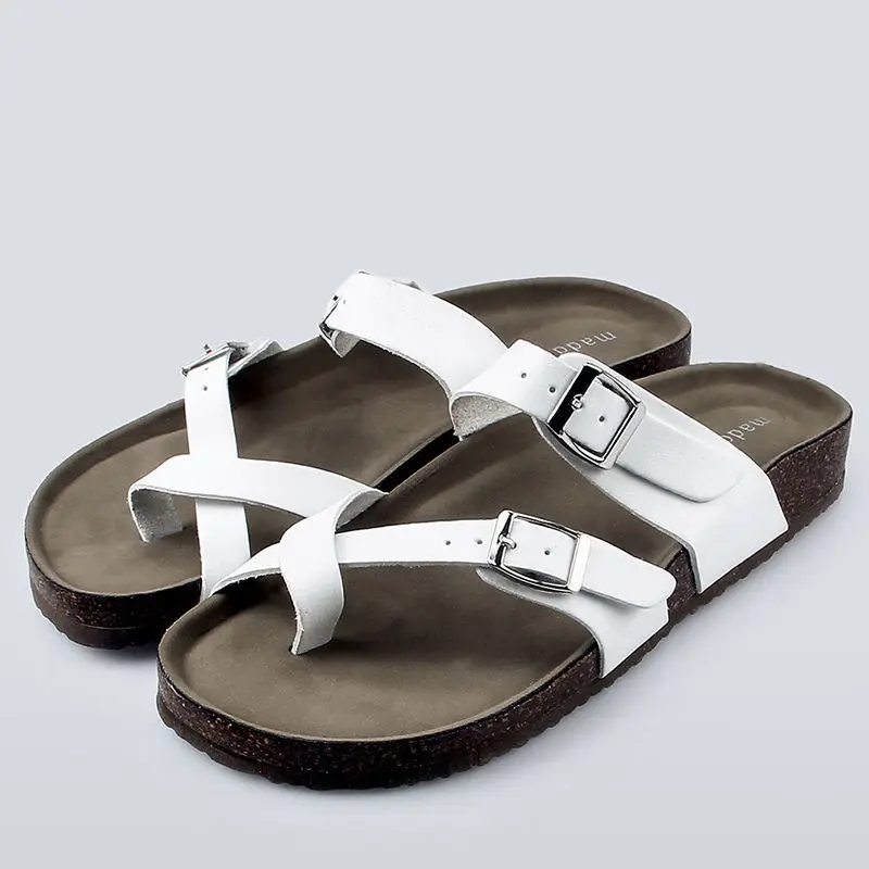 

Сандалии женские кожаные без шнуровки, мягкая пробковая стелька Аризона, дизайнерские, Пляжная подошва, тапочки на плоской подошве, лето 2021