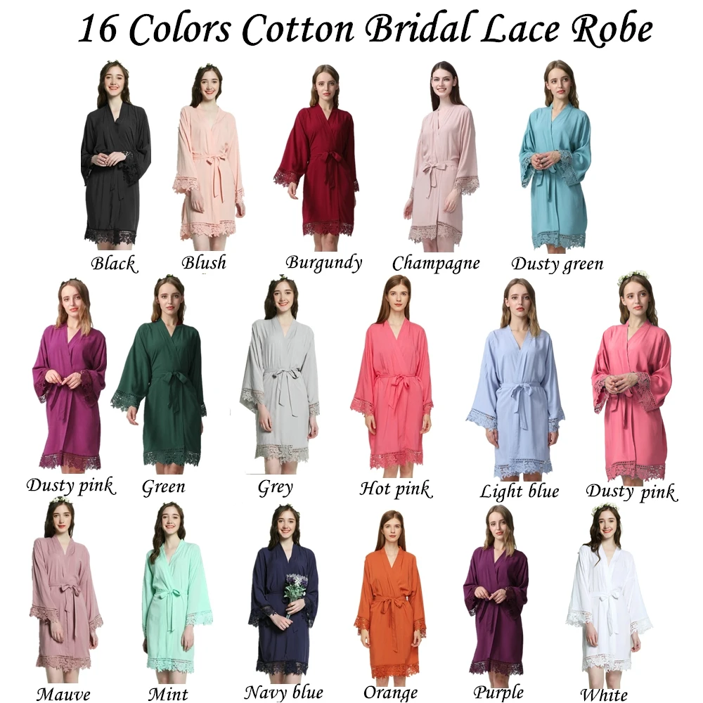 Rayon Cotton Lace Robe Bride Robe Bridesmaid Robes Bridal Robes Bathrobe Mother of The Bride Gown Bathrobe Orange