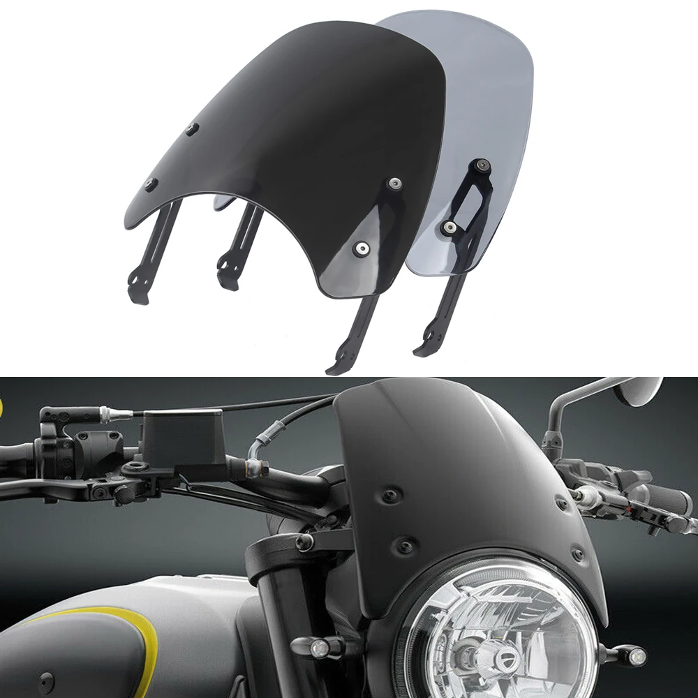 

Дефлекторы лобового стекла и ветрового стекла мотоцикла для Ducati Scrambler 2015, 2016, 2017, 2018, 2019, с кронштейном Flyscreen Carbon