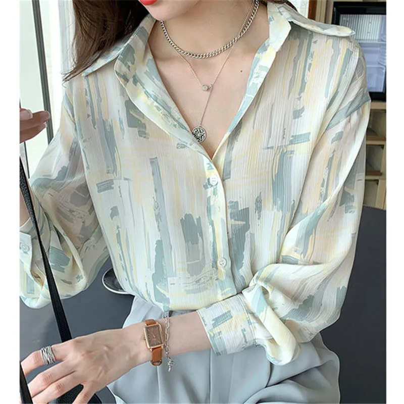 

Vintage Chic Women Blouse Elegant Shirt Turn Down Collar Long Sleeve Female Formal Casual Chiffon Blouse Women Tops