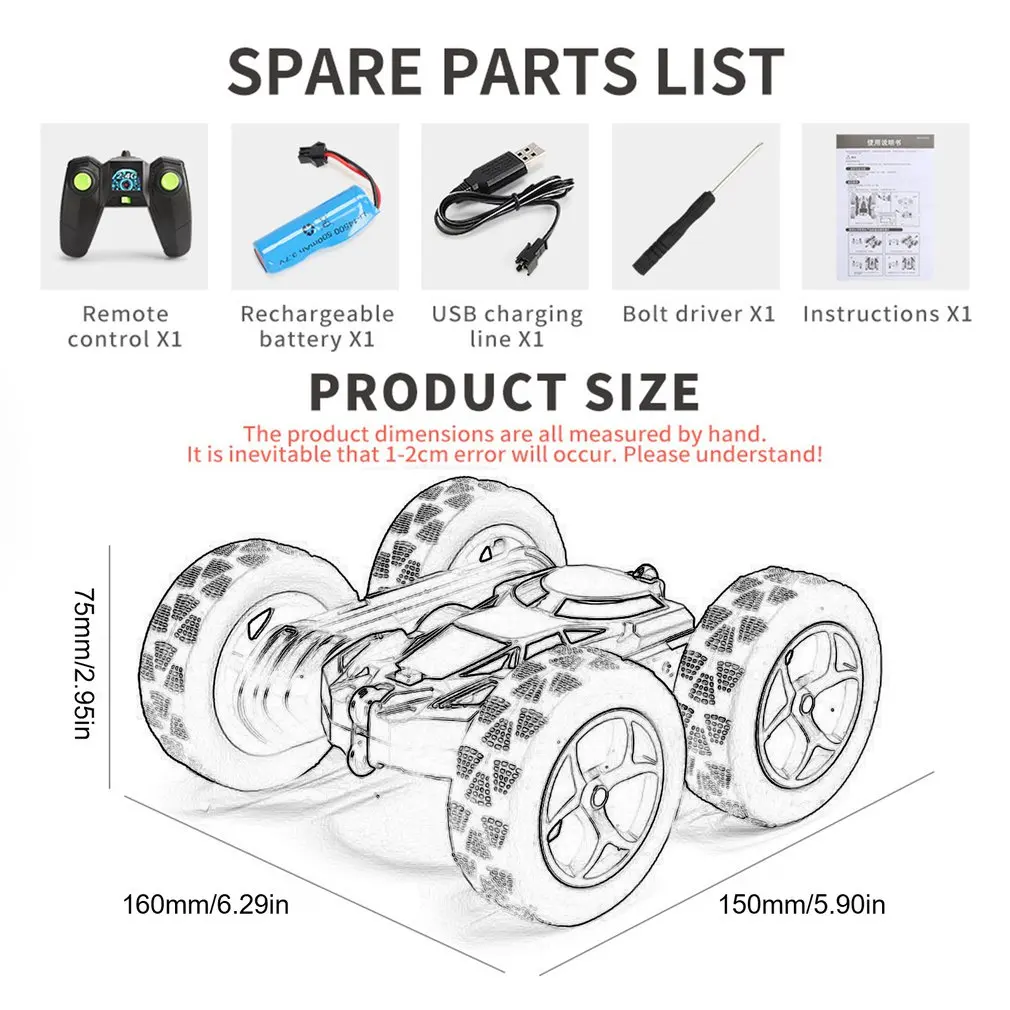 

2020 New Double-Sided 360 Rotating And Tumbling Stunt Car Twisting Car 2.4G Charging Children Gift