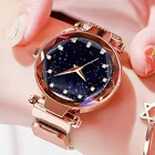 Часы женские кварцевые с сетчатым браслетом, Роскошные наручные, со стразами, с изображением звездного неба, розового и красного цветов, стразы, подарок для женщин, 2020
