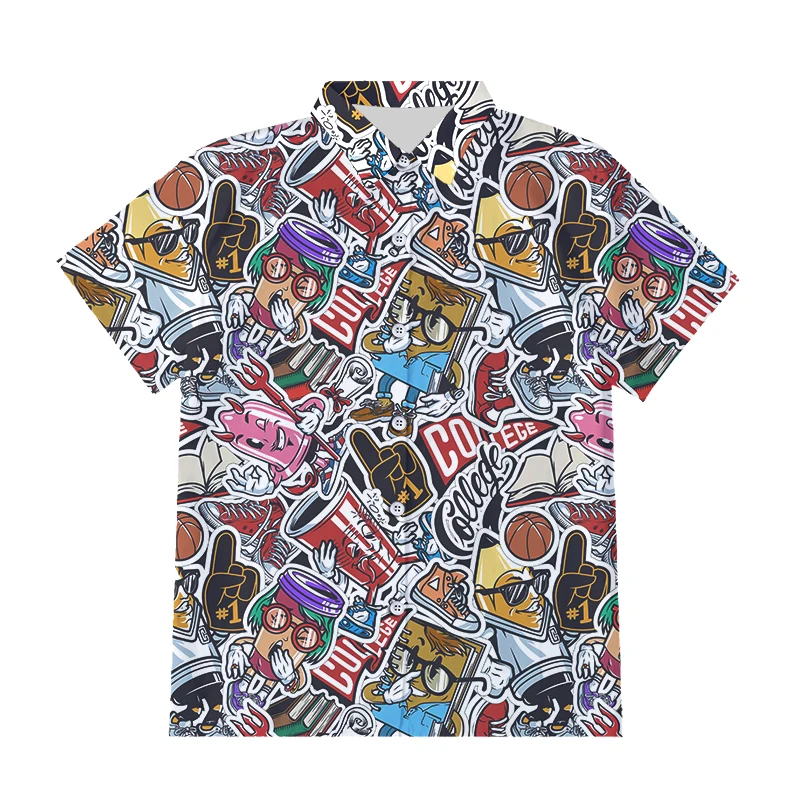 

IFPD 3D Funny Print Button Shirts Hipster Casual Abstract Hoody Anime Campus Graffiti Short Sleeve Harajuku Shirt Streetwear 6XL