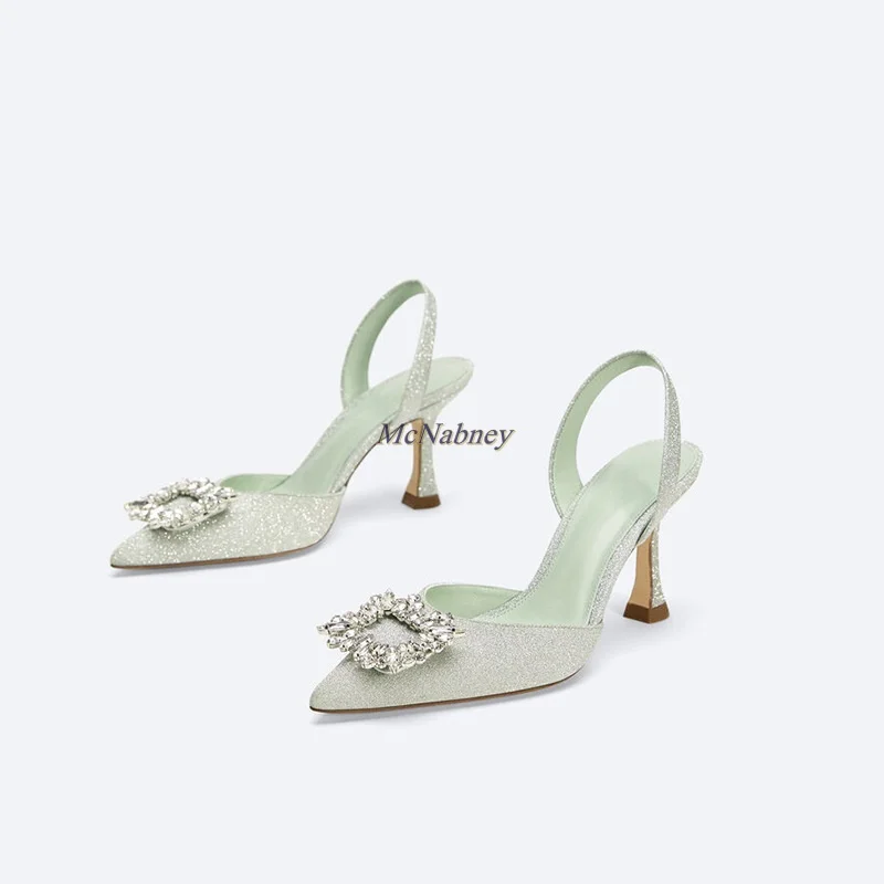 Туфли-лодочки на шпильке с ремешком пятке квадратные пуговицы заостренный носок