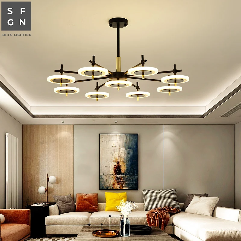 Современный люстра освещения светодиодные люстры потолочные светильники скандинавского стиля железные светильники для гостиной, столовой, спальни дома.
