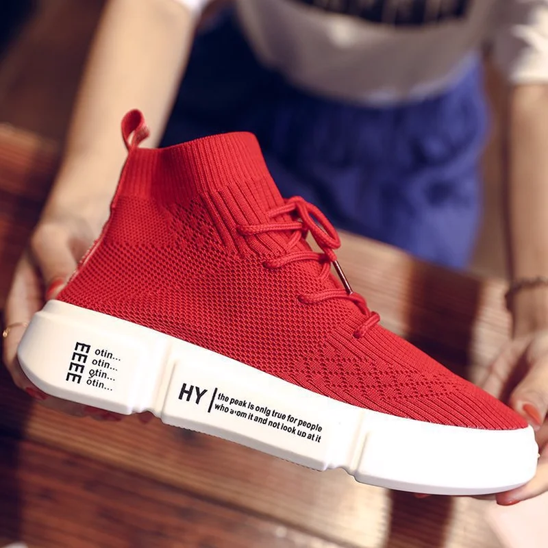 2019 весенние туфли для женщин Обувь с высоким берцем носки девочек Спортивная